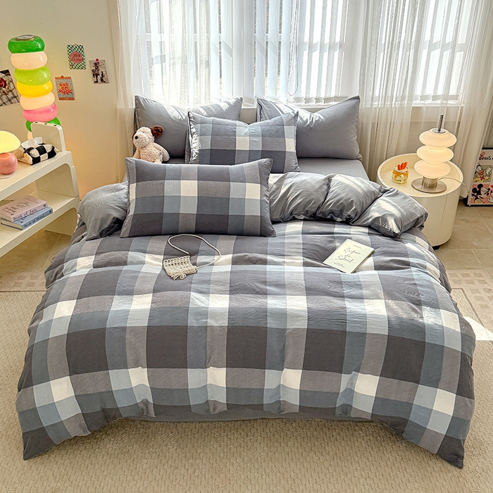 91家纺网 家纺一手货源 找家纺 网客家纺 2026新款软糯云朵棉水洗棉四件套 浅巷时光