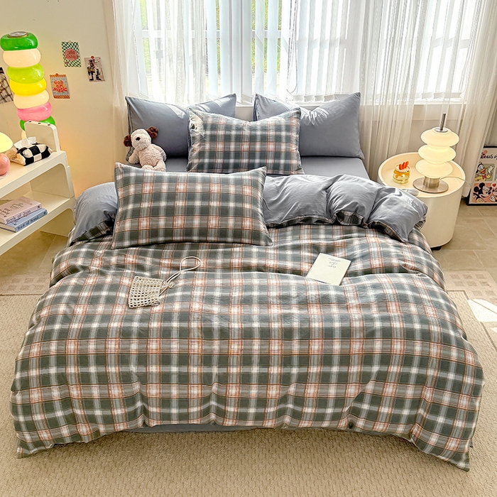 91家纺网 家纺一手货源 找家纺 网客家纺 2026新款软糯云朵棉水洗棉四件套 清雅