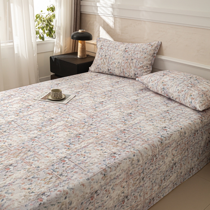 91家纺网 家纺一手货源 找家纺 爱彼家纺 2026新款纯棉提花A类新款老粗布夏季凉席单床单床单三件套-提花系列一 全棉提花-011花格蓝筏