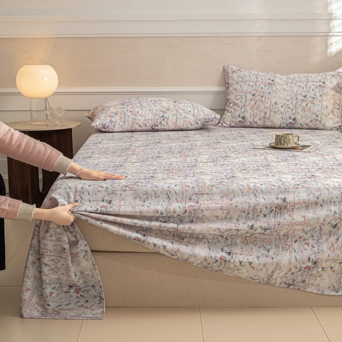 91家纺网 家纺一手货源 找家纺 爱彼家纺 2026新款纯棉提花A类新款老粗布夏季凉席单床单床单三件套-提花系列一 全棉提花-011花格蓝筏