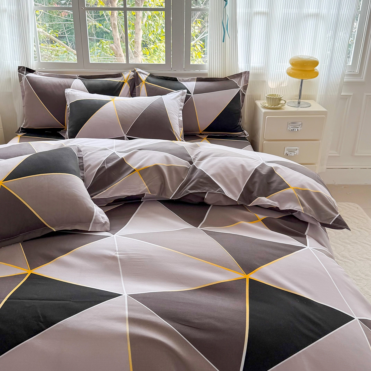 91家纺网 家纺一手货源 找家纺 梵巢家纺 芦荟棉三四件套，床单，被套，枕套化纤四件套 钻石格