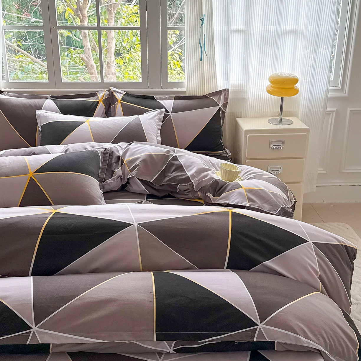 91家纺网 家纺一手货源 找家纺 梵巢家纺 芦荟棉三四件套，床单，被套，枕套化纤四件套 钻石格