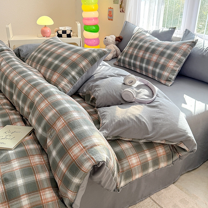 91家纺网 家纺一手货源 找家纺 网客家纺 2026新款软糯云朵棉水洗棉四件套 清雅