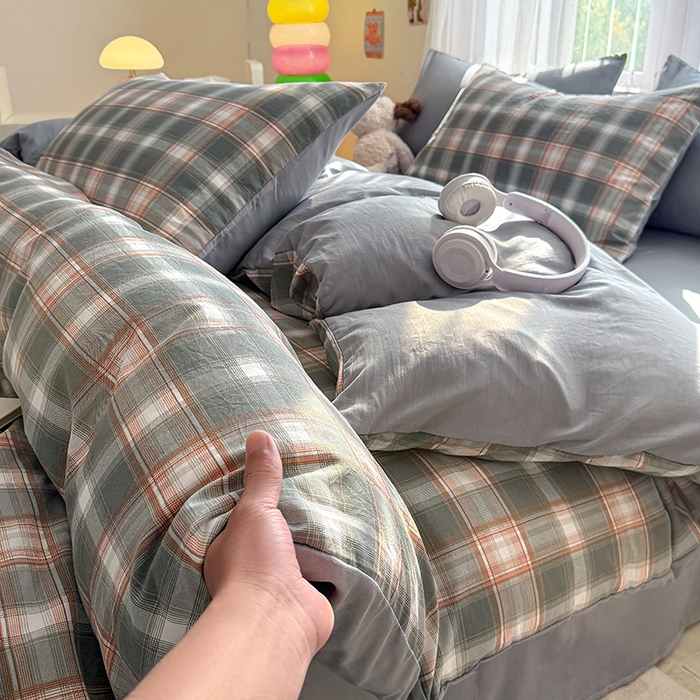 91家纺网 家纺一手货源 找家纺 网客家纺 2026新款软糯云朵棉水洗棉四件套 清雅