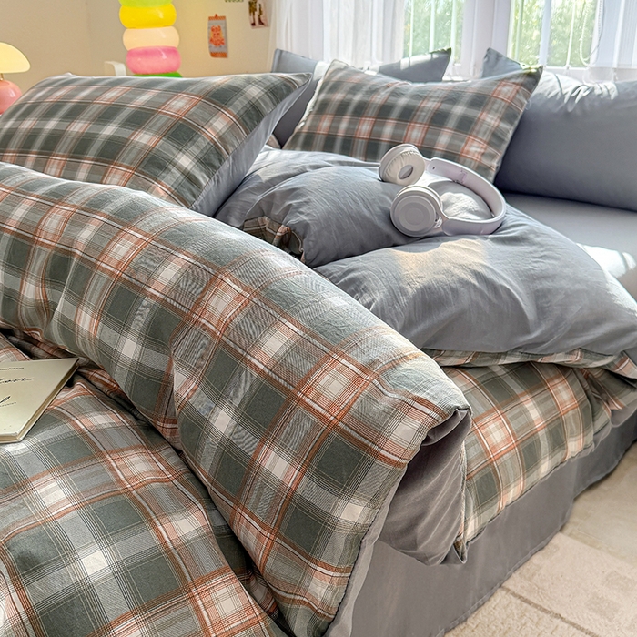 91家纺网 家纺一手货源 找家纺 网客家纺 2026新款软糯云朵棉水洗棉四件套 清雅