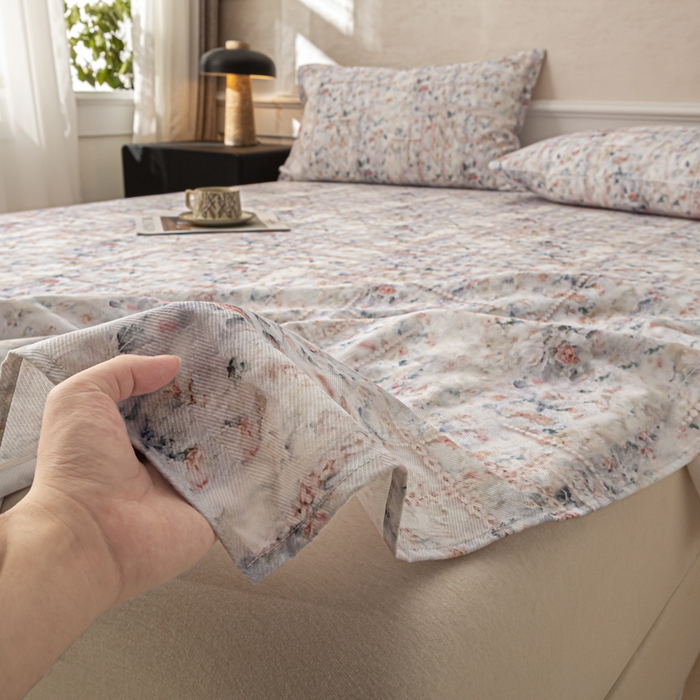 91家纺网 家纺一手货源 找家纺 爱彼家纺 2026新款纯棉提花A类新款老粗布夏季凉席单床单床单三件套-提花系列一 全棉提花-011花格蓝筏