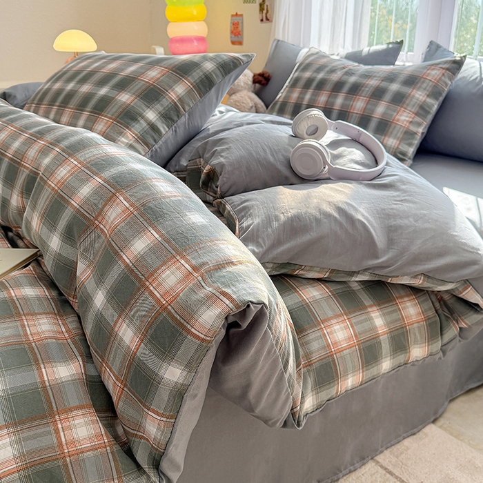 91家纺网 家纺一手货源 找家纺 网客家纺 2026新款软糯云朵棉水洗棉四件套 清雅