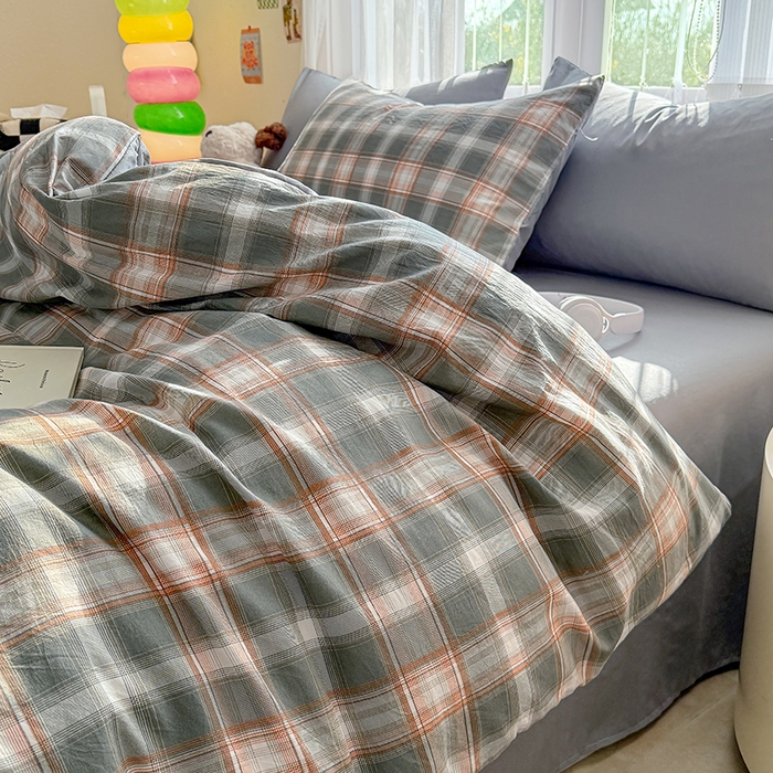 91家纺网 家纺一手货源 找家纺 网客家纺 2026新款软糯云朵棉水洗棉四件套 清雅