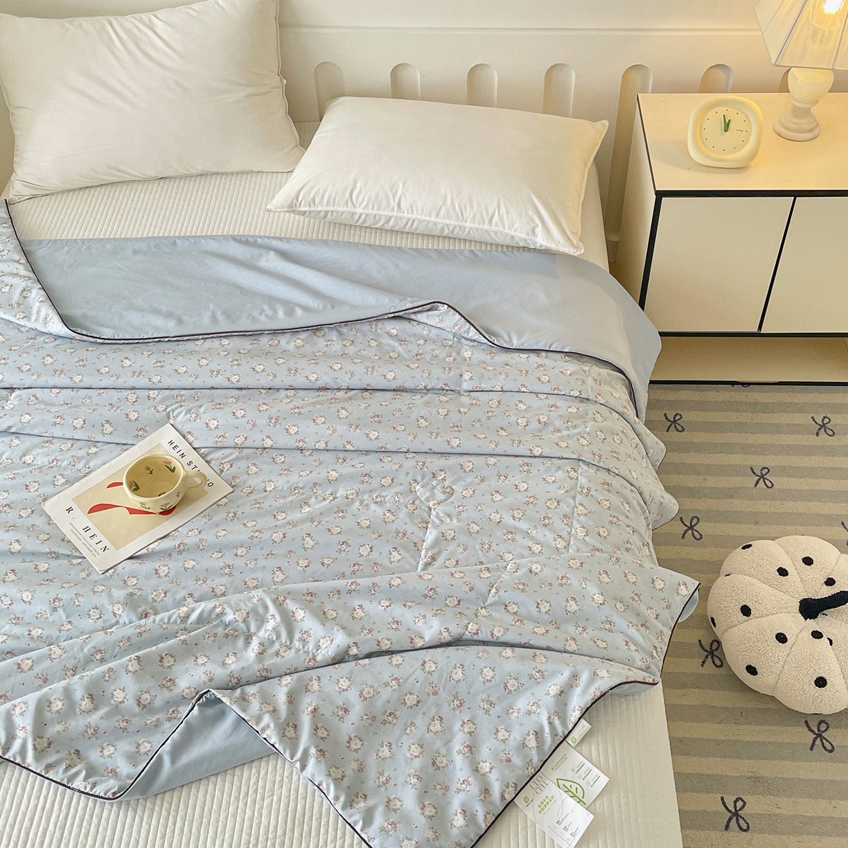 91家纺网 家纺一手货源 找家纺 宜梦家居 2026新款A类凉感天丝夏被夏凉被空调被 蓝调蔷薇