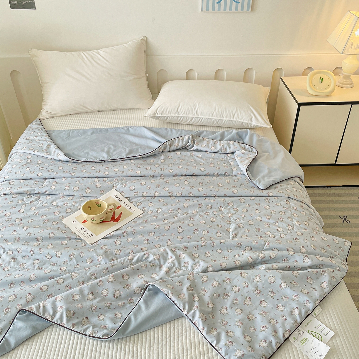 91家纺网 家纺一手货源 找家纺 宜梦家居 2026新款A类凉感天丝夏被夏凉被空调被 蓝调蔷薇