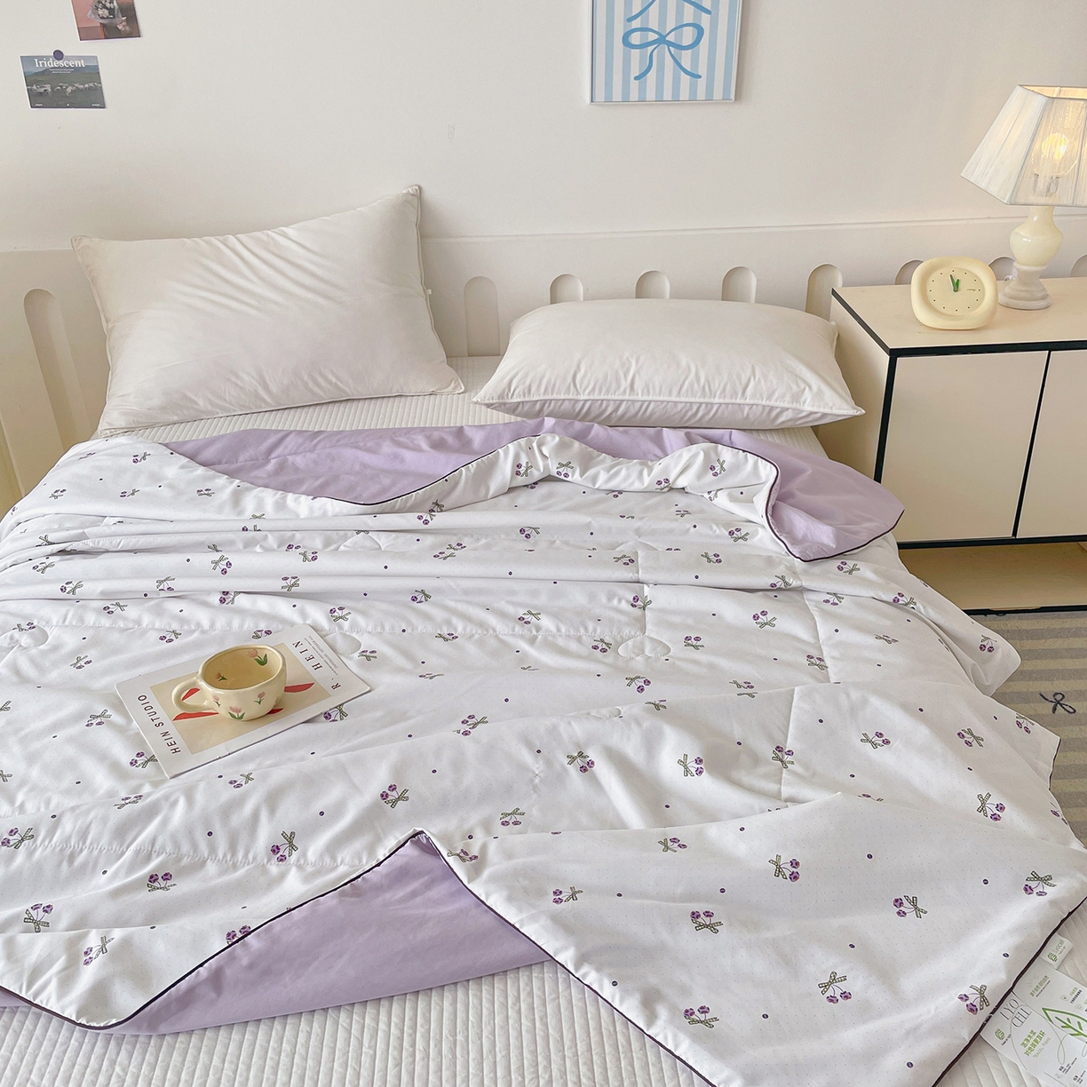 91家纺网 家纺一手货源 找家纺 宜梦家居 2026新款A类凉感天丝夏被夏凉被空调被 雾紫樱桃