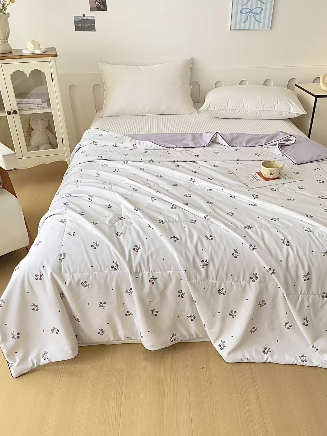 91家纺网 家纺一手货源 找家纺 宜梦家居 2026新款A类凉感天丝夏被夏凉被空调被 雾紫樱桃