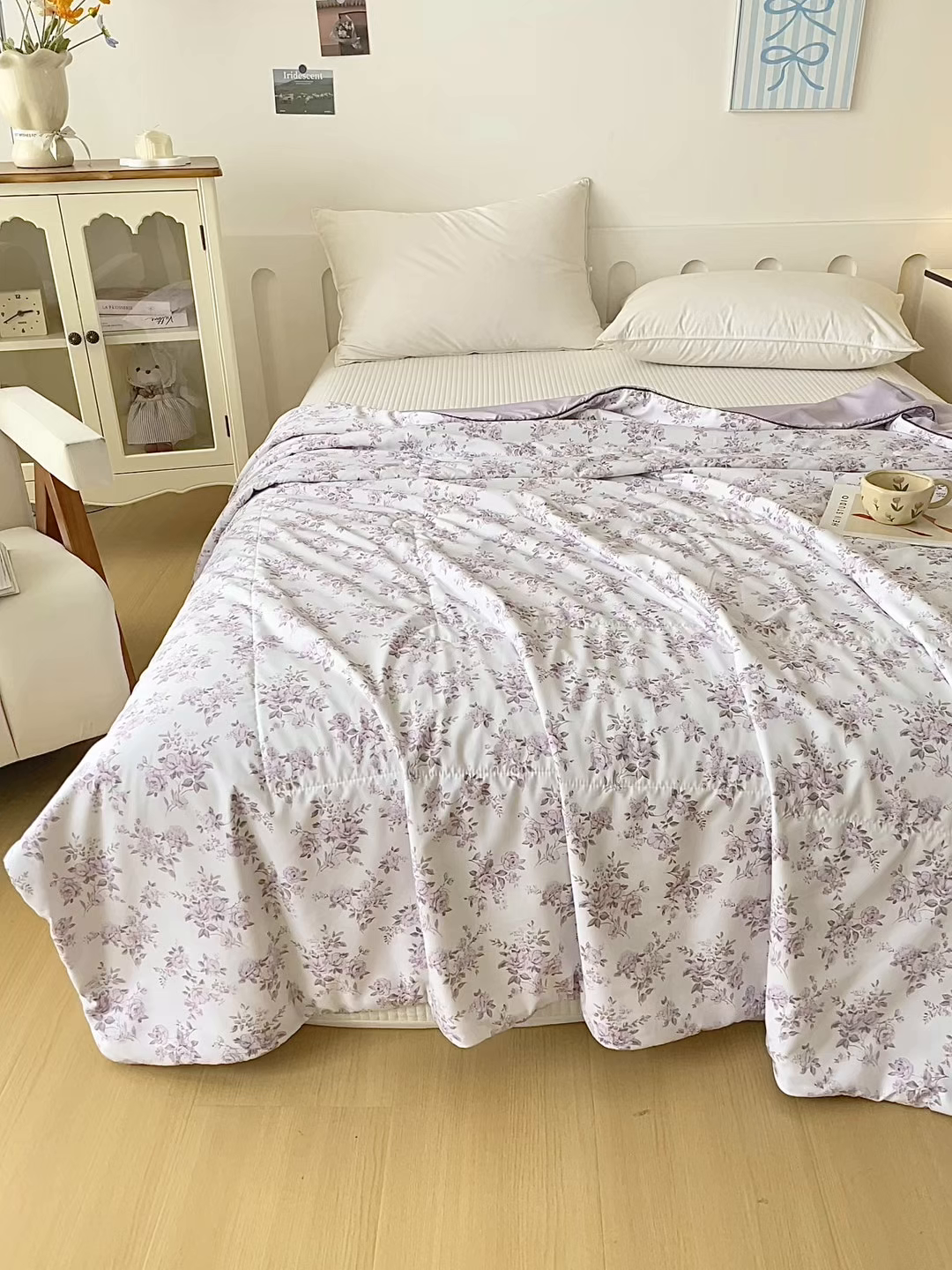 91家纺网 家纺一手货源 找家纺 宜梦家居 2026新款A类凉感天丝夏被夏凉被空调被 淡紫蔷薇