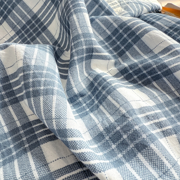 91家纺网 家纺一手货源 找家纺 网客家纺 2026新款软糯云朵棉水洗棉四件套 小蓝格