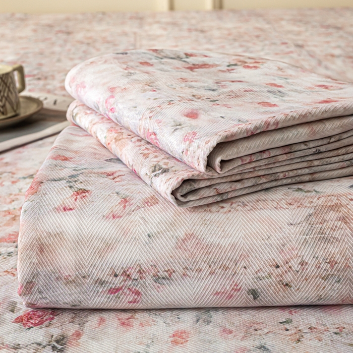 爱彼家纺 2026新款纯棉提花A类新款老粗布夏季凉席单床单床单三件套-提花系列一 全棉提花-011花格柔粉