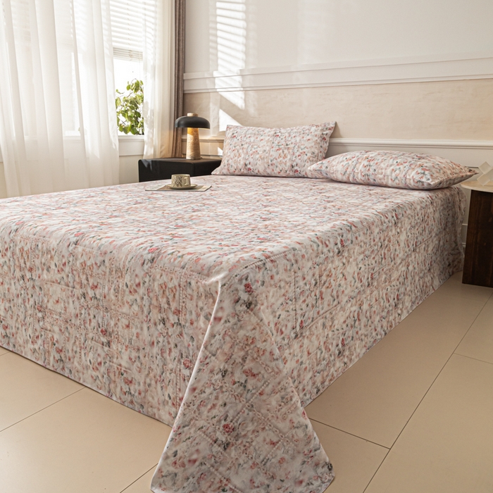 91家纺网 家纺一手货源 找家纺 爱彼家纺 2026新款纯棉提花A类新款老粗布夏季凉席单床单床单三件套-提花系列一 全棉提花-011花格柔粉