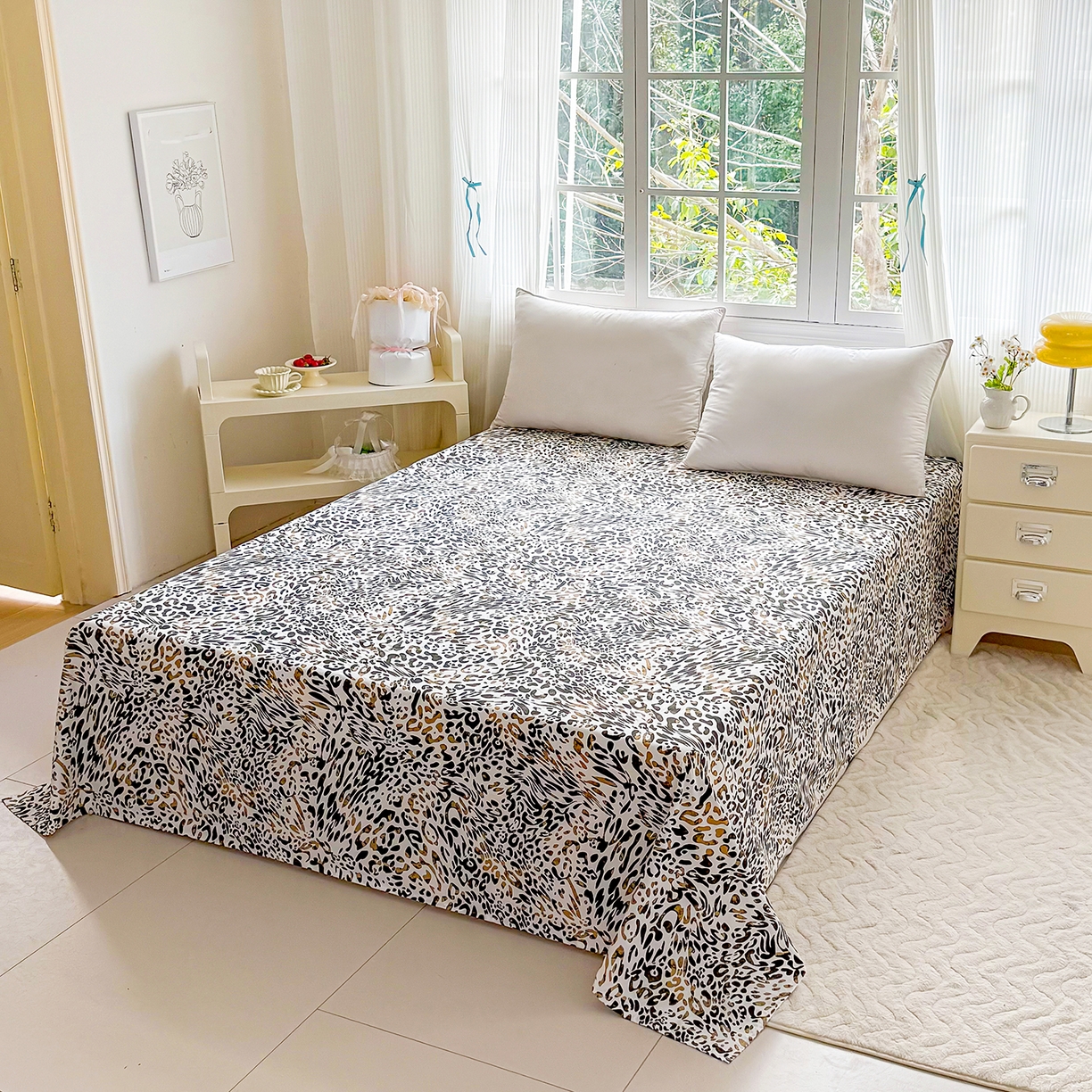 91家纺网 家纺一手货源 找家纺 梵巢家纺 2026新款加厚芦荟棉床单磨毛化纤床单 虎虎生威