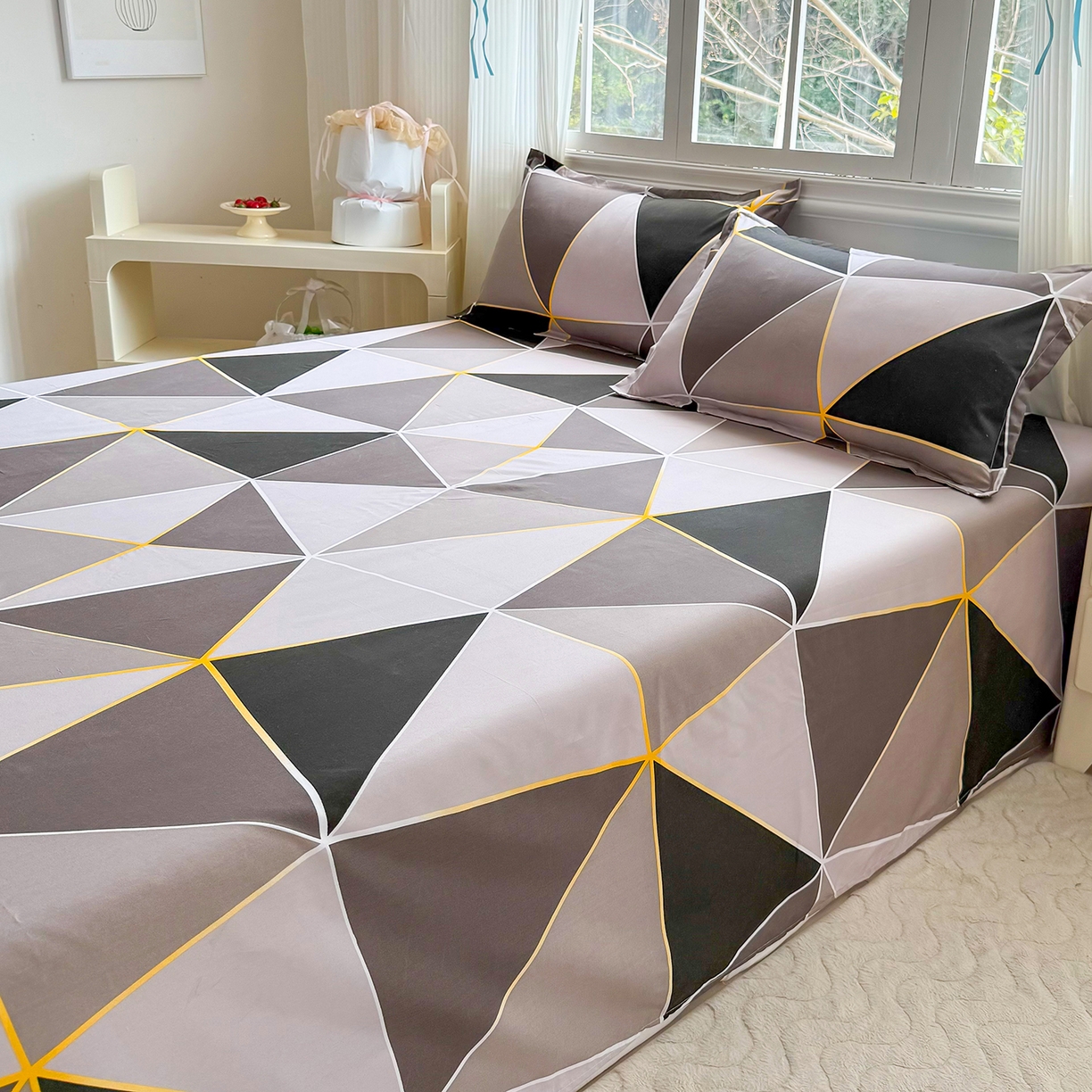 91家纺网 家纺一手货源 找家纺 梵巢家纺 2026新款加厚芦荟棉床单磨毛化纤床单 钻石格