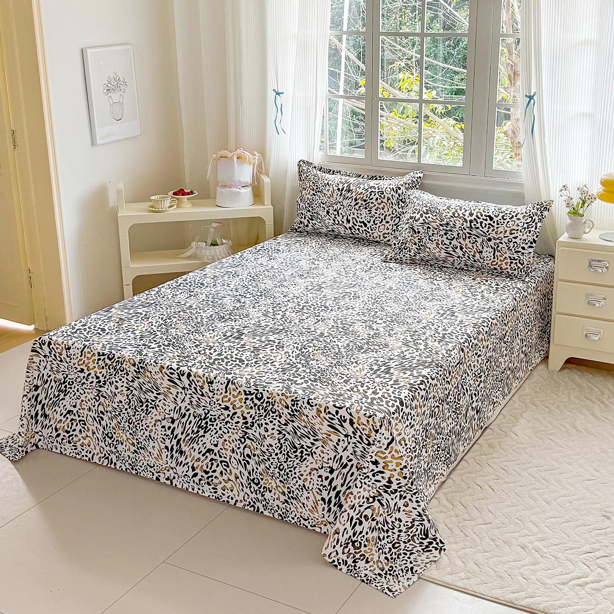 梵巢家纺 2026新款加厚芦荟棉床单磨毛化纤床单 虎虎生威