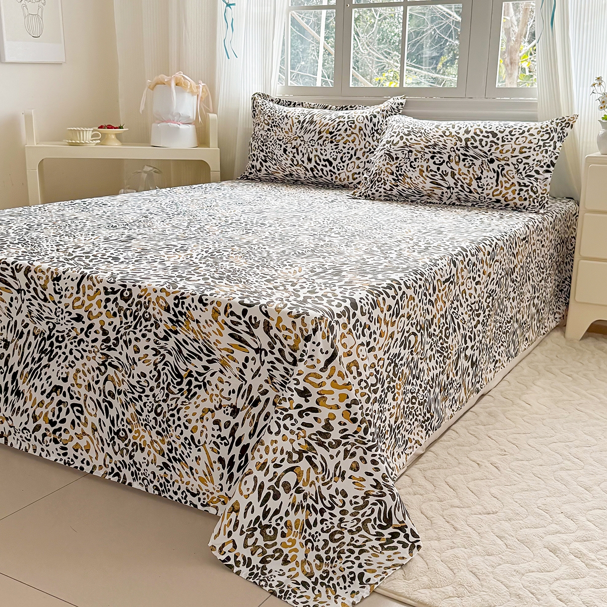 91家纺网 家纺一手货源 找家纺 梵巢家纺 2026新款加厚芦荟棉床单磨毛化纤床单 虎虎生威