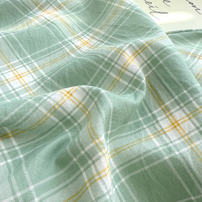 91家纺网 家纺一手货源 找家纺 网客家纺 2026新款软糯云朵棉水洗棉四件套 小绿格