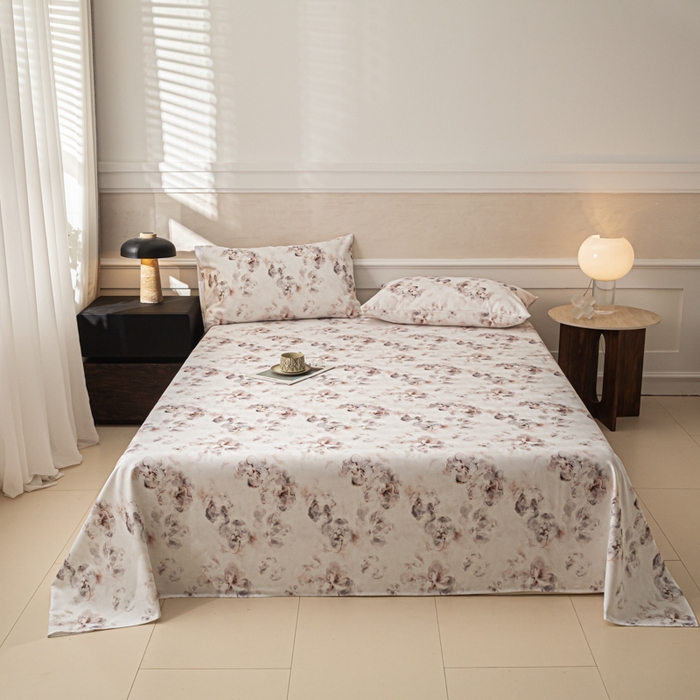 91家纺网 家纺一手货源 找家纺 爱彼家纺 2026新款纯棉提花A类新款老粗布夏季凉席单床单床单三件套-提花系列一 全棉提花-015奶粉花雾