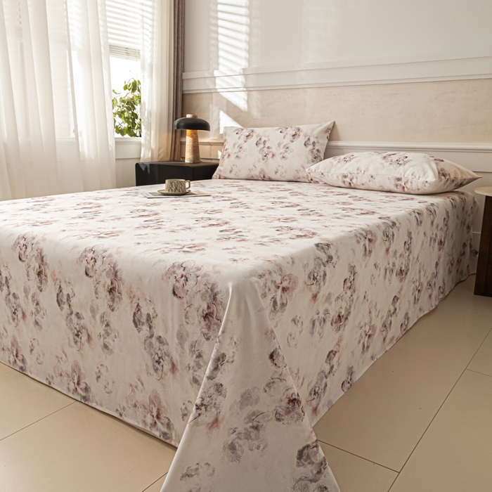 91家纺网 家纺一手货源 找家纺 爱彼家纺 2026新款纯棉提花A类新款老粗布夏季凉席单床单床单三件套-提花系列一 全棉提花-015奶粉花雾