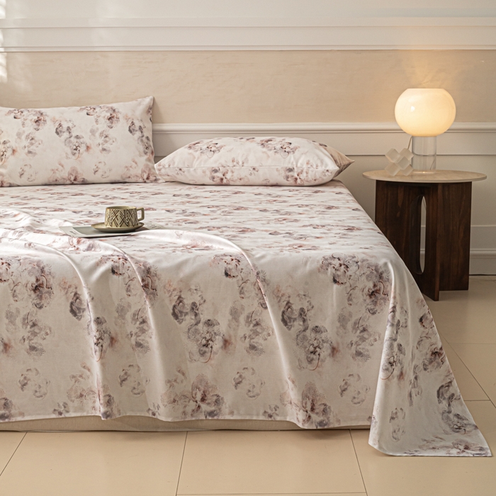 91家纺网 家纺一手货源 找家纺 爱彼家纺 2026新款纯棉提花A类新款老粗布夏季凉席单床单床单三件套-提花系列一 全棉提花-015奶粉花雾