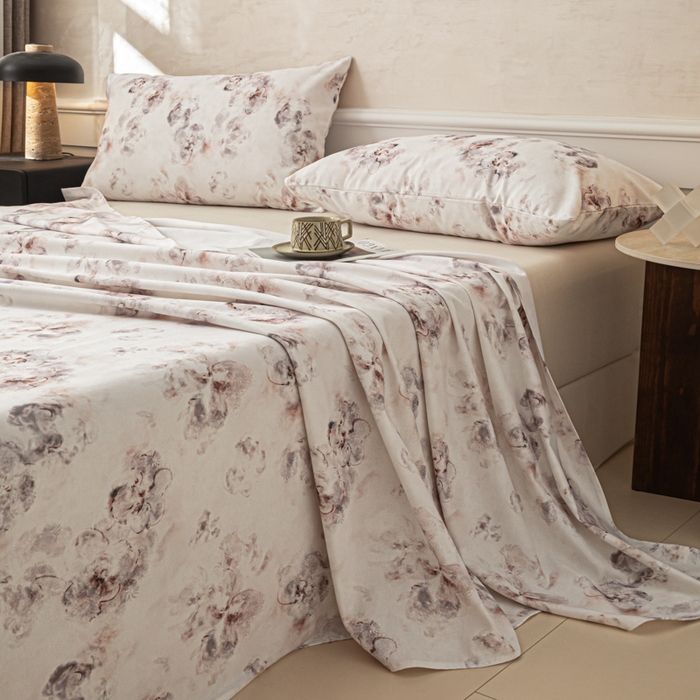 91家纺网 家纺一手货源 找家纺 爱彼家纺 2026新款纯棉提花A类新款老粗布夏季凉席单床单床单三件套-提花系列一 全棉提花-015奶粉花雾