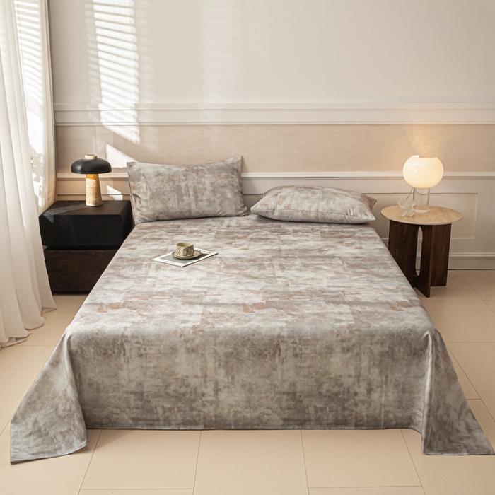 91家纺网 家纺一手货源 找家纺 爱彼家纺 2026新款纯棉提花A类新款老粗布夏季凉席单床单床单三件套-提花系列一 全棉提花-016石纹灰咖