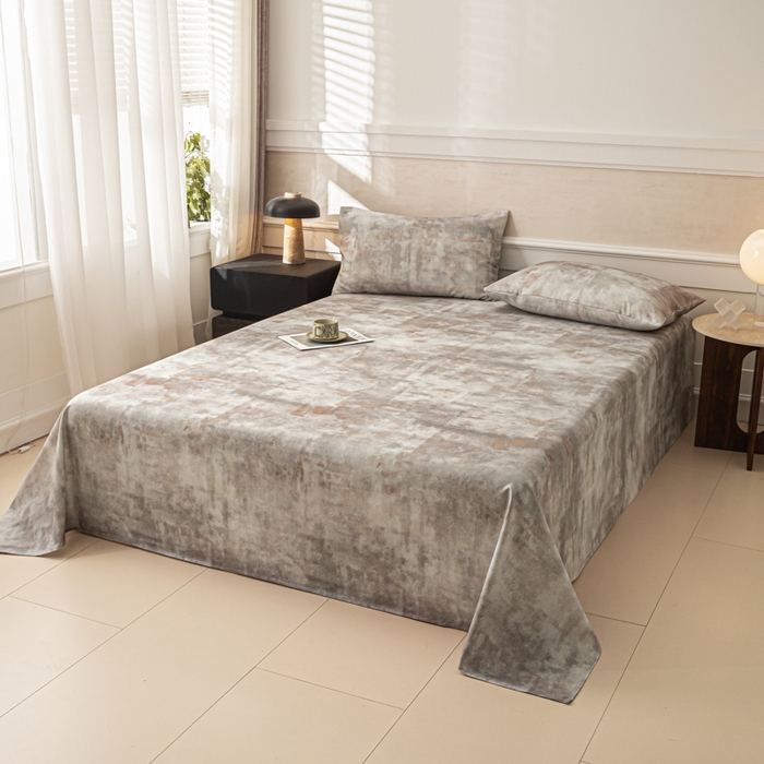 91家纺网 家纺一手货源 找家纺 爱彼家纺 2026新款纯棉提花A类新款老粗布夏季凉席单床单床单三件套-提花系列一 全棉提花-016石纹灰咖