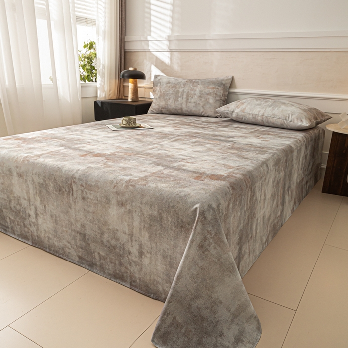 91家纺网 家纺一手货源 找家纺 爱彼家纺 2026新款纯棉提花A类新款老粗布夏季凉席单床单床单三件套-提花系列一 全棉提花-016石纹灰咖