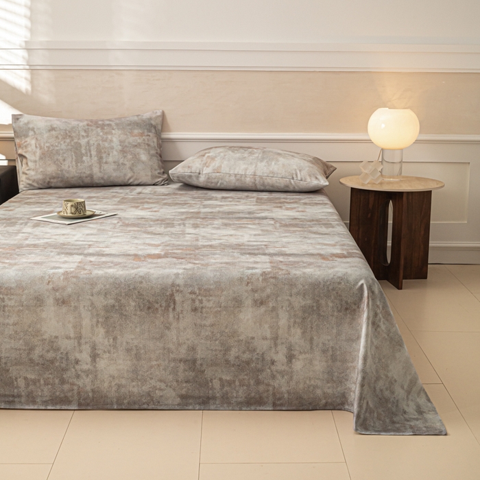 91家纺网 家纺一手货源 找家纺 爱彼家纺 2026新款纯棉提花A类新款老粗布夏季凉席单床单床单三件套-提花系列一 全棉提花-016石纹灰咖