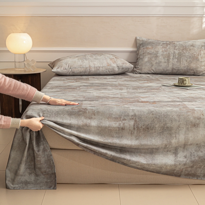 91家纺网 家纺一手货源 找家纺 爱彼家纺 2026新款纯棉提花A类新款老粗布夏季凉席单床单床单三件套-提花系列一 全棉提花-016石纹灰咖