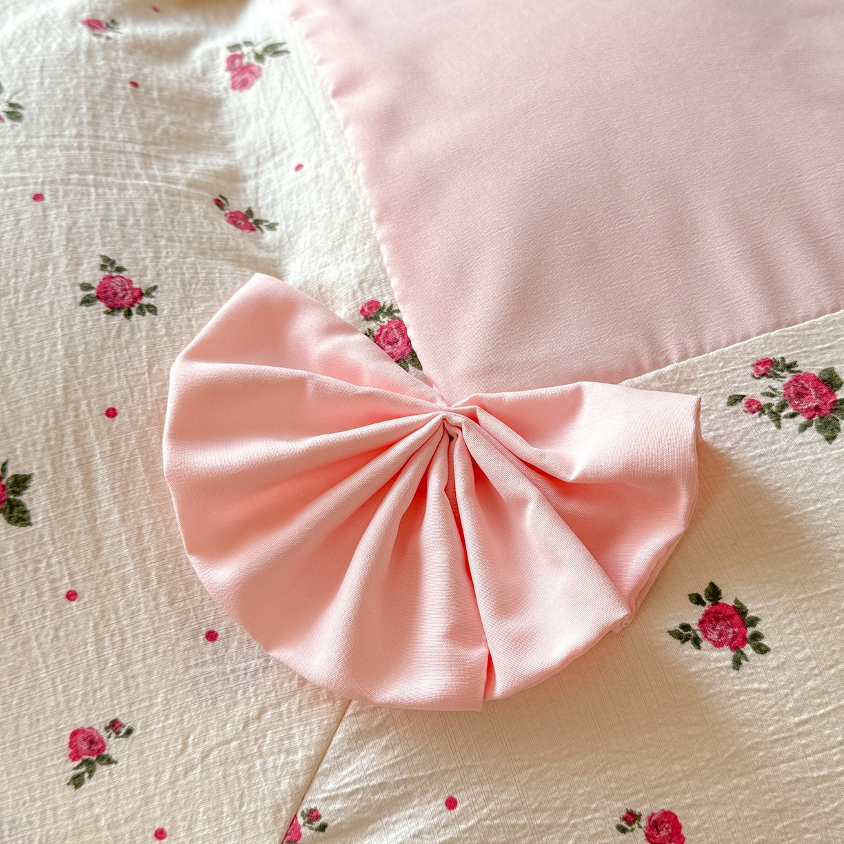 91家纺网 家纺一手货源 找家纺 唐人居 2026新款水洗棉花边床盖四件套-彩色波点 彩色波点-粉