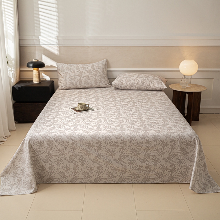 91家纺网 家纺一手货源 找家纺 爱彼家纺 2026新款纯棉提花A类新款老粗布夏季凉席单床单床单三件套-提花系列一 全棉提花-026浅棕椰影