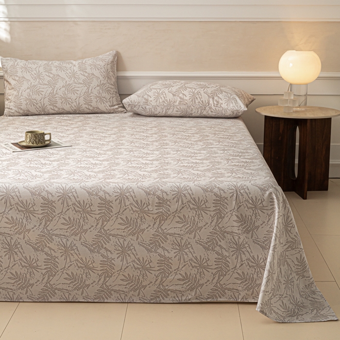 91家纺网 家纺一手货源 找家纺 爱彼家纺 2026新款纯棉提花A类新款老粗布夏季凉席单床单床单三件套-提花系列一 全棉提花-026浅棕椰影