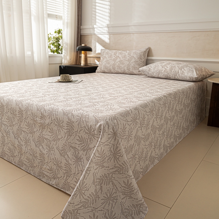 91家纺网 家纺一手货源 找家纺 爱彼家纺 2026新款纯棉提花A类新款老粗布夏季凉席单床单床单三件套-提花系列一 全棉提花-026浅棕椰影