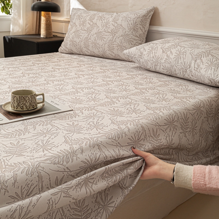 91家纺网 家纺一手货源 找家纺 爱彼家纺 2026新款纯棉提花A类新款老粗布夏季凉席单床单床单三件套-提花系列一 全棉提花-026浅棕椰影