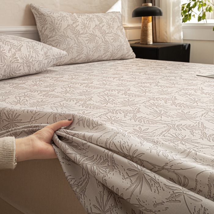 91家纺网 家纺一手货源 找家纺 爱彼家纺 2026新款纯棉提花A类新款老粗布夏季凉席单床单床单三件套-提花系列一 全棉提花-026浅棕椰影