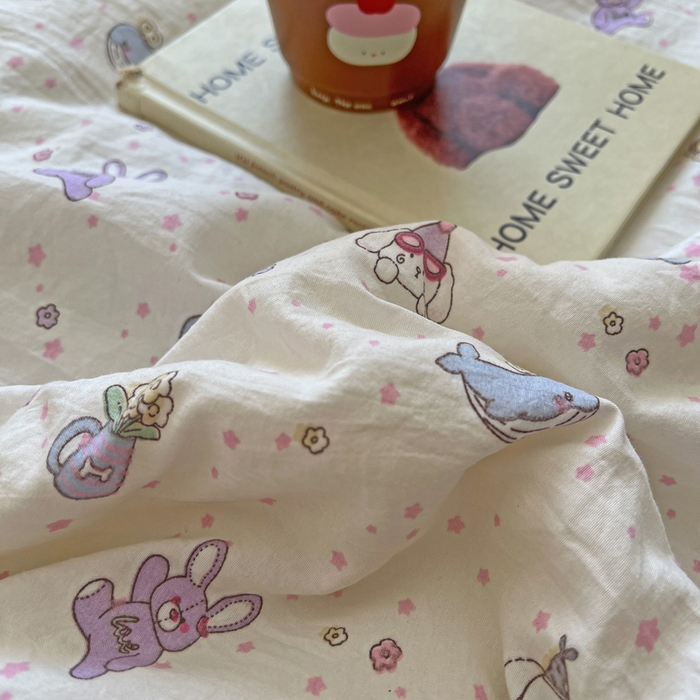 91家纺网 家纺一手货源 找家纺 苏羿家纺 2026春夏新款亲肤水洗棉印花夏被空调被夏凉被被子被芯 动物宴会