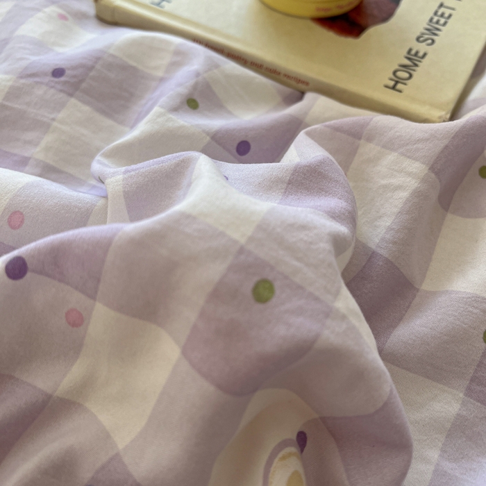 91家纺网 家纺一手货源 找家纺 苏羿家纺 2026春夏新款亲肤水洗棉印花夏被空调被夏凉被被子被芯 格子小兔