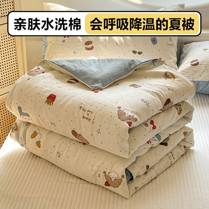 91家纺网 家纺一手货源 找家纺 （总）苏羿家纺 2026春夏新款A类踩棉工艺凉感丝印花夏被夏凉被空调被