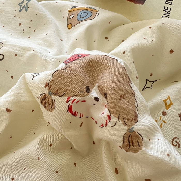 91家纺网 家纺一手货源 找家纺 苏羿家纺 2026春夏新款亲肤水洗棉印花夏被空调被夏凉被被子被芯 萌趣小狗