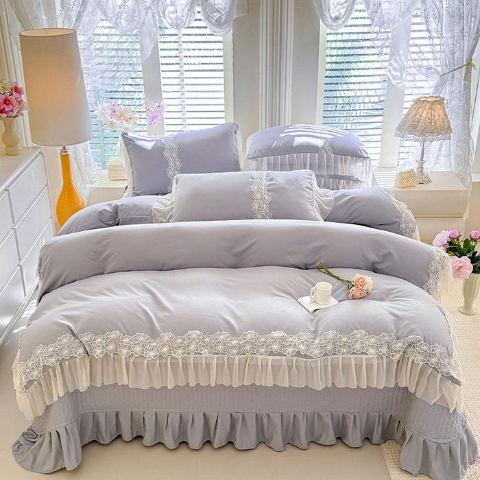 91家纺网 家纺一手货源 找家纺 （总）唐人居 2026新款水洗棉花边床盖四件套-花影系列