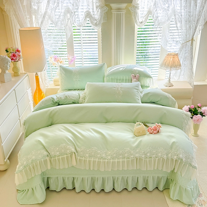 91家纺网 家纺一手货源 找家纺 （总）唐人居 2026新款水洗棉花边床盖四件套-花影系列