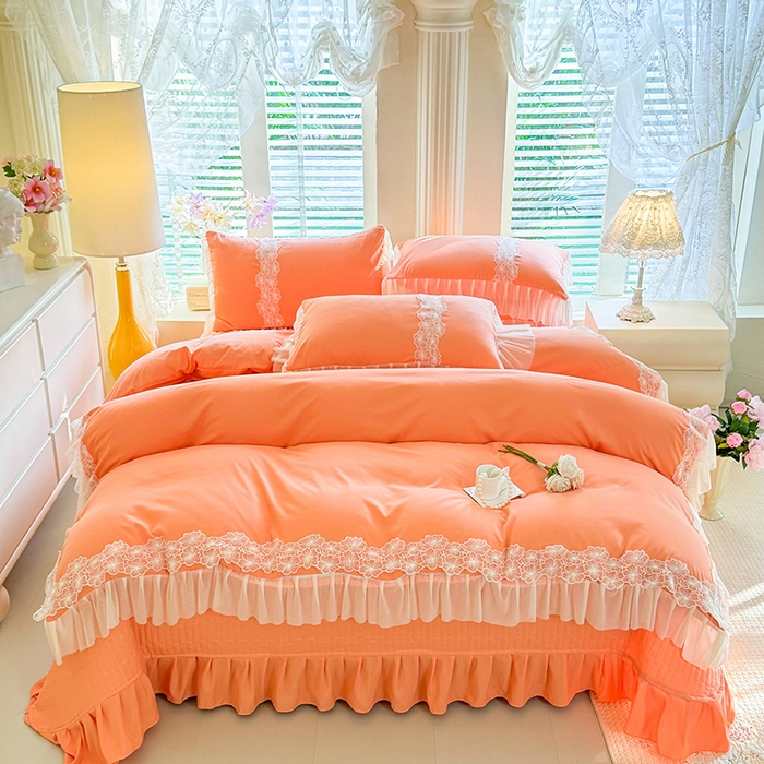 91家纺网 家纺一手货源 找家纺 （总）唐人居 2026新款水洗棉花边床盖四件套-花影系列