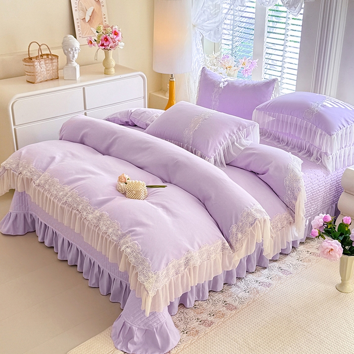 91家纺网 家纺一手货源 找家纺 （总）唐人居 2026新款水洗棉花边床盖四件套-花影系列