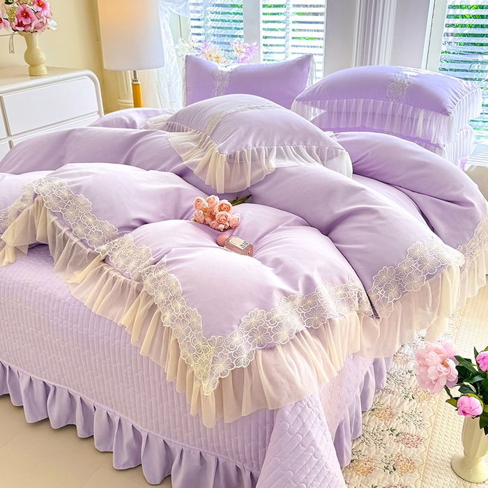 91家纺网 家纺一手货源 找家纺 （总）唐人居 2026新款水洗棉花边床盖四件套-花影系列