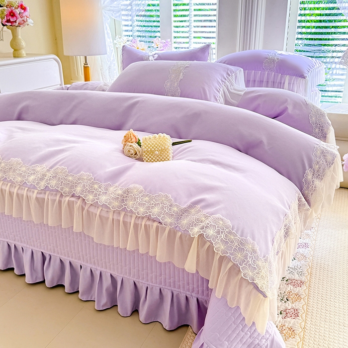 91家纺网 家纺一手货源 找家纺 （总）唐人居 2026新款水洗棉花边床盖四件套-花影系列